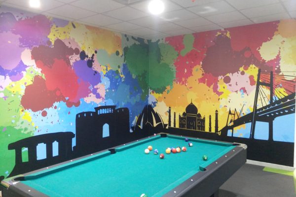 Office wall graphics with custom murals for creative spaces