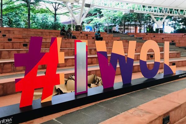 Office wall graphics and workspace graphics for branding outdoor areas