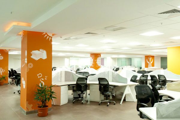 Office wall graphics and decals for open workspace branding